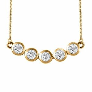 1.50ctw. Authentic Moissanite 5 Stone Necklace in 18k Gold over